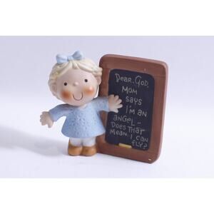 Dear God Kids, Girl by a Chalkboard, Figurine, Enesco, Mom Says I'm an Angel,